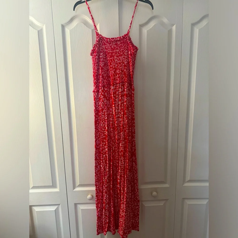 Red Floral Full Length Sundress - Picture 2 of 5